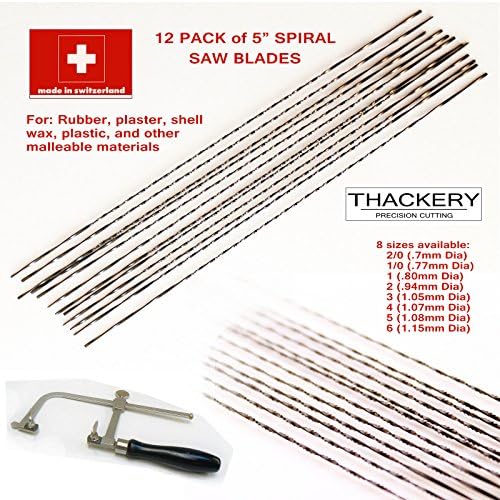 12 Pack of Spiral Saw Blades - Highest Quality, Made in Switzerland - 8 sizes to choose from (1 (.80mm Diameter))