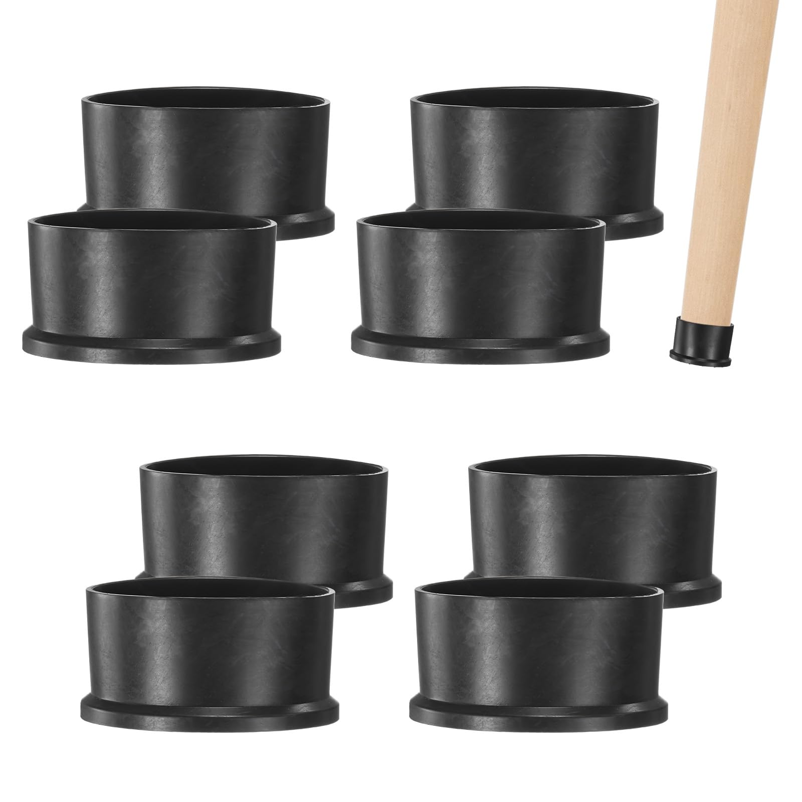 M METERXITY 8-Pack Chair Leg Caps, 2-3/8 Inch(60mm) PVC Chair Leg Floor Protectors for Folding Chairs/Metal Chairs/Furniture Table/Hardwood Floors, Round Non-Slip Cover End Tips [Black]