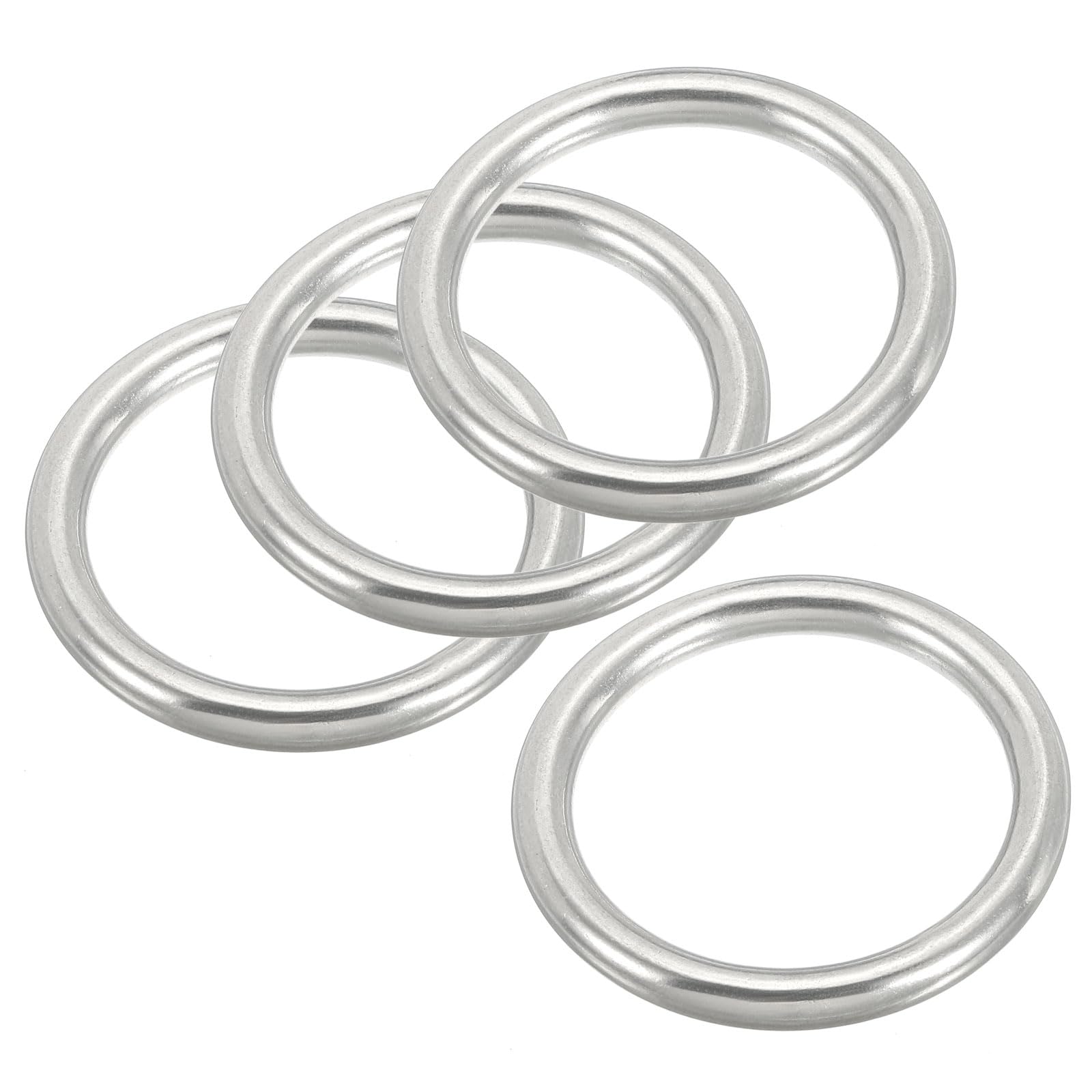 PATIKIL 4 Pcs Metal Rings 3 Inch 316 Stainless Steel Rings Marine Grade Multi-Purpose O Rings Welded Round Rings for Macrame, DIY Craft, Hardware, Belt, Dog Leash, 6x80mm