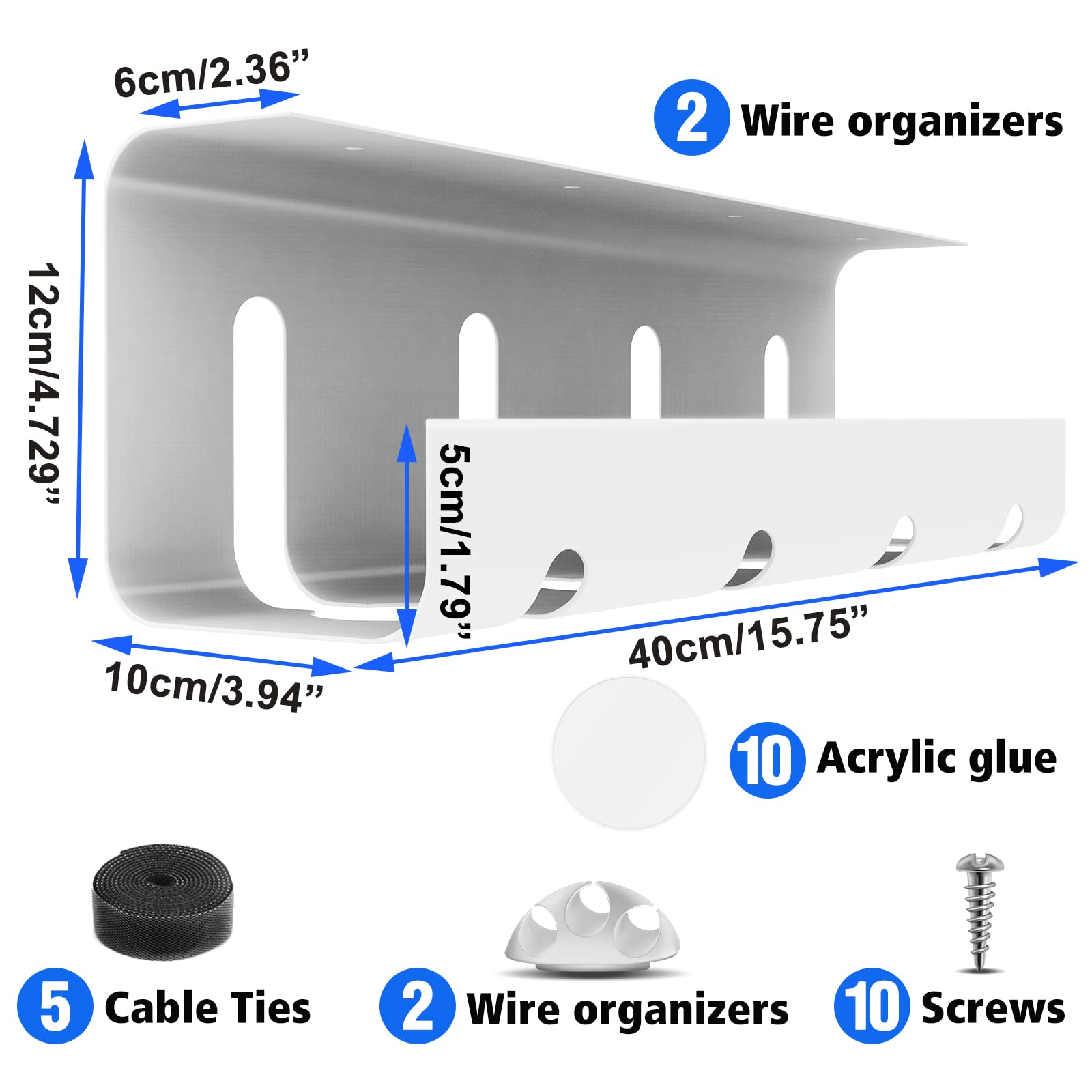 Jual No Drilling Extendable Under Desk Cable Management Metal Cable Tray Under Desk With Clamp Retractable Power Strip Cord Holder I.1295271211 - View #3