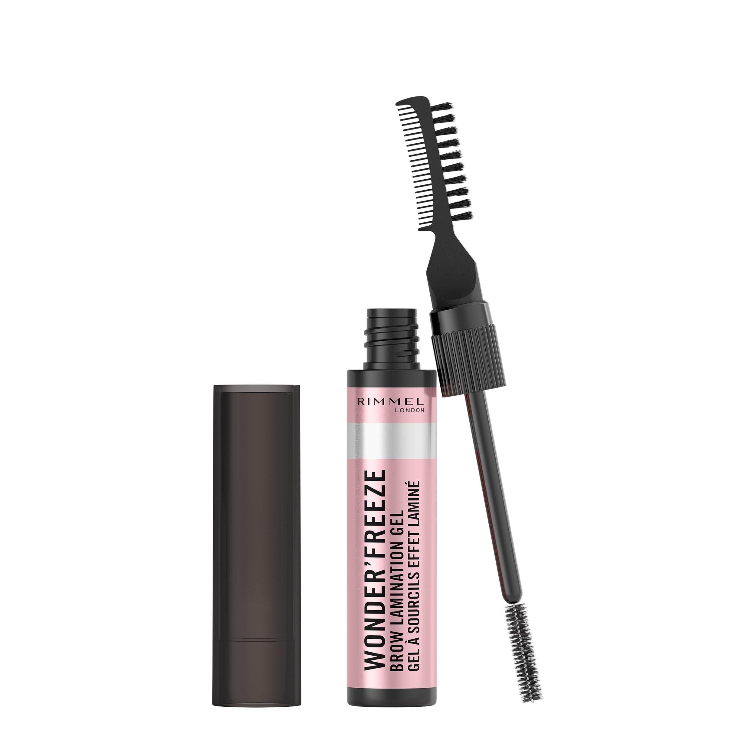 Rimmel Wonder'Freeze Brow Lamination Gel 001 Clear, Sculpt Shape Set Brows One, All Day Hold, Flake-Free, Naturally Fluffy Looking Brows, Dual Comb and Brush, Smudge Proof, Cruelty Free, Vegan