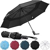 PTEROMY Windproof Compact Travel Umbrellas for Rain and Sun, Withstands 85MPH Winds Auto Open Close Folding Umbrella with Ergonomic Handle, Quick Dry Canopy for Commuting or Backpack