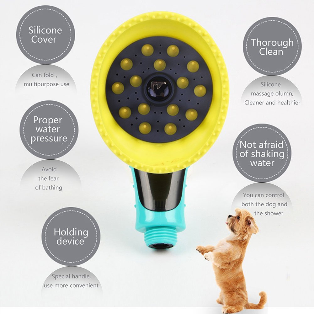 Dog Shower Sprayer with Silicone Massage Bath Brush Multi-Functional Grooming wash Tool