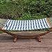 Lazy Daze Hammocks 12 FT Double Quilted Hammock with Spreader Bars and Detachable Pillow, 2 Person Hammock for Outdoor Patio Backyard Poolside, 450 LBS Weight Capacity, Blue Chevron Stripe