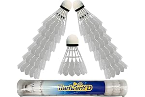 TIanWenYD Badminton Shuttlecocks 12 Packs - Nylon Feather Birdies with Great Stability and Durability for Indoor Outdoor Sports - High Speed Training Shuttlecocks & Balls