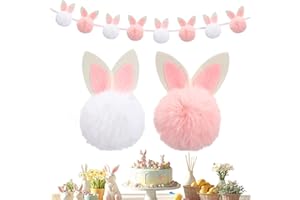 Easter Garland | Rustic Plush Rabbit Ornaments Easter Banner,Farmhouse Rabbit Garland Decorations - for Wall Door Window Home