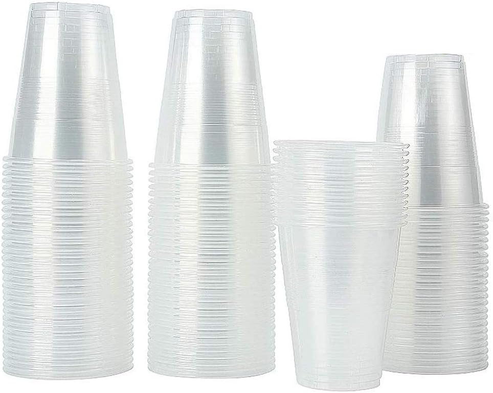TashiLiving Plastic Cups Disposable Drinking Container, 9 Ounce, Clear