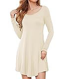DEARCASE Women's T-Shirt Dress Beige X-Large V-Neck