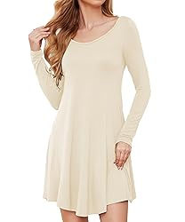 DEARCASE Women's T-Shirt Dress Beige X-Large V-Neck