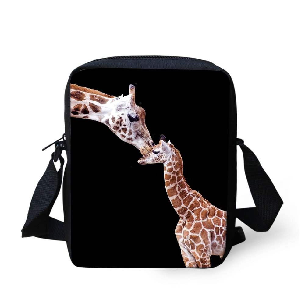 HUGS IDEA Giraffe Print Small Messenger Bag Handbag Adjustable Strap Crossbody Bag Cell Phone Purse