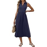 OUKODS Women's Summer Casual Dresses Maxi Sleeveless Sundress V Neck A-Line Fashion Beach Vacation Long Dress
