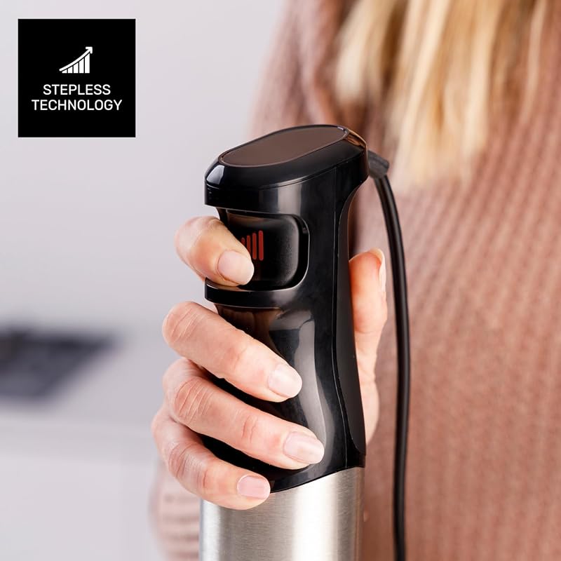 Liquidificador profissional Rocket 1500 Nero Inox 1500W com regulador sem degraus Vara de lâmina em aço inoxidável Toque suave com proteção contra salpicos Exaustor Lavar loiça Seguro para lavar loiça Uso diário Uso fácil