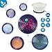 6 Packs Silicone Stretch Lids, SiFREE Various Sizes Silicone Bowl Covers Reusable with 1 Free Gift Potholder for Keeping Food Fresh, Dishwasher and Freezer Safe