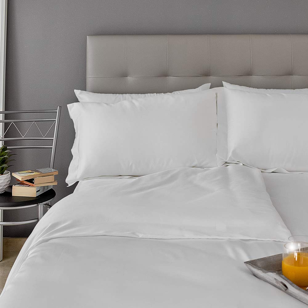 Provence - Egyptian Cotton 500 Thread Count Double Duvet Cover, 220x220 cm, White, Luxury Bedding Made in Portugal