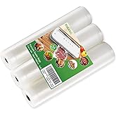 Pskang Vacuum Sealer Bags Rolls 11" x 16' (3 Rolls) BPA Free Vacuum Seal Bags for Food Heavy Duty Puncture Prevention Bags Rolls for Custom Fit Airtight Food Storage and Sous Vide