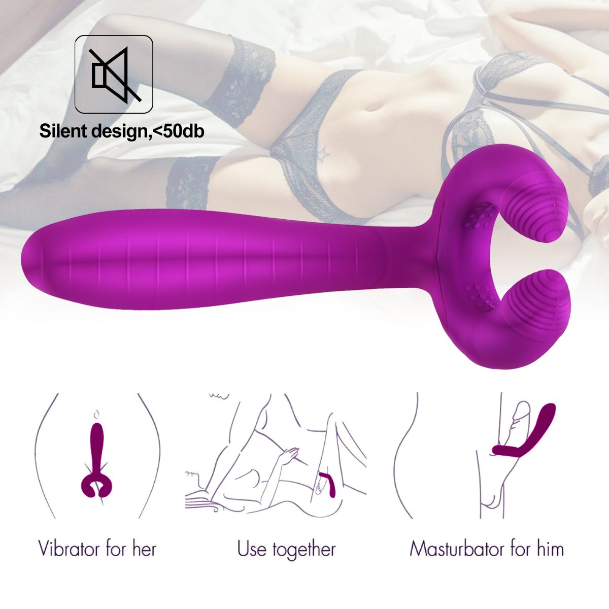 Silikon Dreifacher Vibrator für Sie Klitoris und G Punkt Paarvibrator mit Klitorisstimulation,Analvibratoren Prostata Stimulator mit 7 Vibrationmodi SexSpielzeug für Frauen und Paare