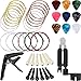Jetec 41 Pieces Guitar Strings Changing Kit Guitar Tool Kit Guitar Picks Capo Pins 3 in 1 Guitar String Winder Cutter and Bridge Pin Puller