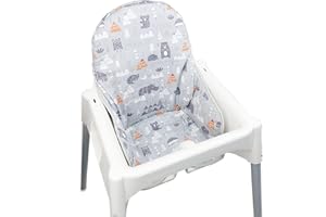 ZARPMA Cotton Seat Covers for IKEA Antilop Highchair, Padded, Forest Pattern Foldable Baby Highchair Cover for IKEA Child Chair Cushion (Grey Forest)