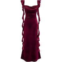 Women's Maxi Dress CIDER Women's Cowl Neck Glitter Maxi Dress  Sleeveless, Ruffle  Hem, Bodycon Fit (Perfect For Weddings & Parties) Women's Glitter Maxi Dress