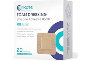 Conkote Silicone Foam Dressings 2'' X 2'', Large Bandages for Bedsores, Box of 20 Dressings