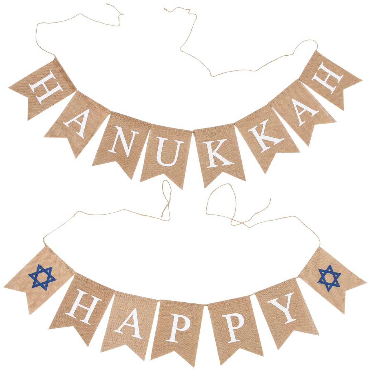 BESTOYARD HAPPY HANUKKAH Letters Bunting Banner Linen Burlap Banner Hanukkah Decoration Hanukkah Party Sign