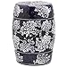 Safavieh Midnight Flower Ceramic Decorative Garden Stool, Navy and White