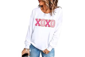 Yiulangde Heart Print Sweater for Women Cute Love Shaped Sweatshirt Casual Crewneck Galentine Shirt Pullover Tops