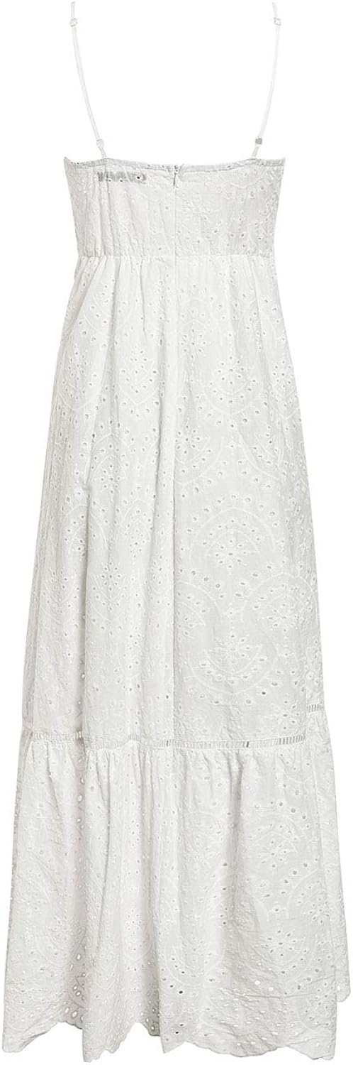 BerryGo Women's Embroidery Pearl Button Down Dress V Neck Spaghetti Strap Maxi Dress: Clothing