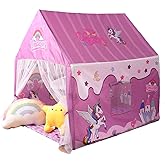 Naibrxh Princess Unicorn Castle Playhouse with Mat – Indoor & Outdoor Large Kids Play Tent for Imaginative Games Girls Toy House Gift Sizes 47×46.8×38.1In