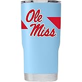 Gametime Sidekicks Ole Miss 20oz Light Blue Tumbler - Officially Licensed, 18/8 Stainless Steel, Double-walled, Vacuum-insulated, UV LED Printed Logos, Sweatless, Stays Hot/Cold - 360 Wrap