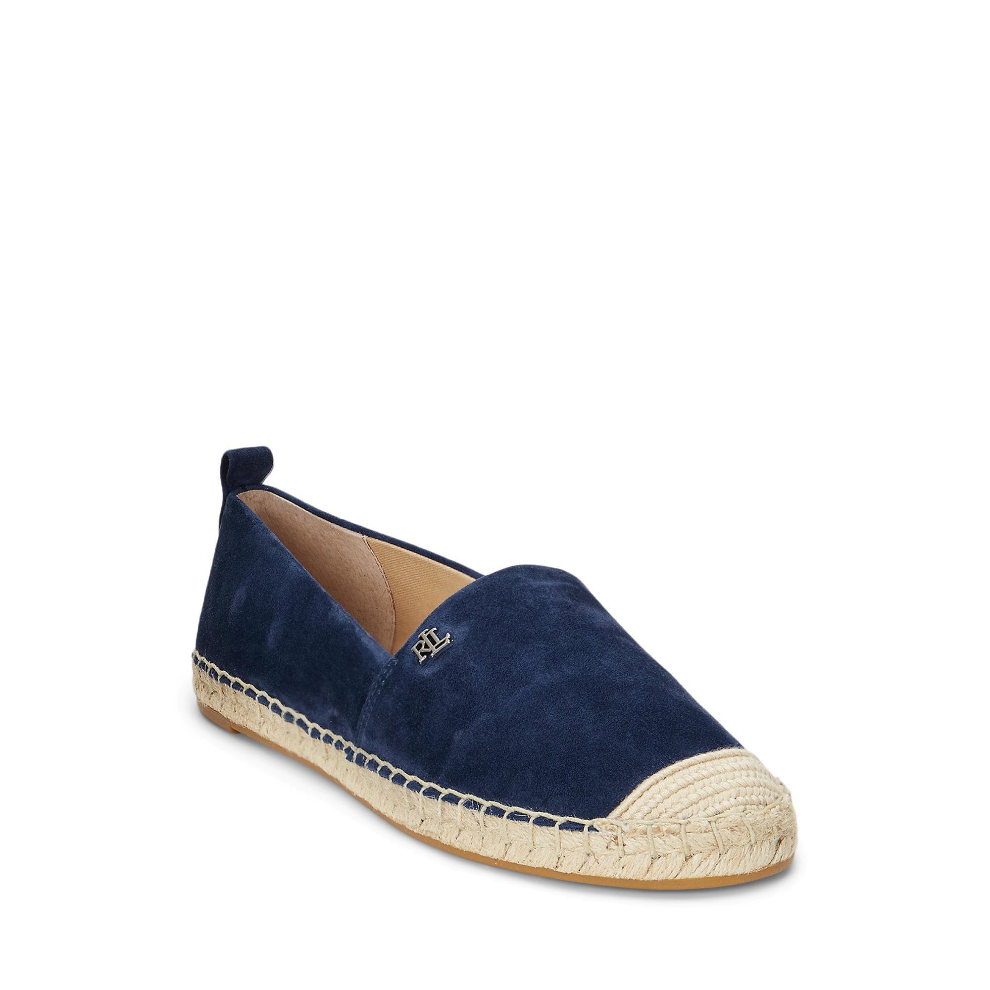 Lauren Ralph Lauren, Women’s, Cameryn Nappa Leather Espadrille, Refined Navy, 5.5, Medium