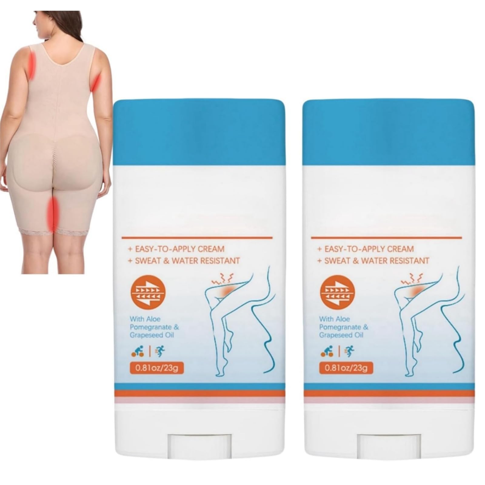 2PCS Anti Chafing Stick,Waterproof Glide Anti Chafing Stick,Anti Chafing Cream,Anti Chafe Stick,Anti Chafe Balm,Anti Chafe Gel,Anti Friction Stick for Heel,Lower Arm,Thigh,Legs,Running Chafe Stick