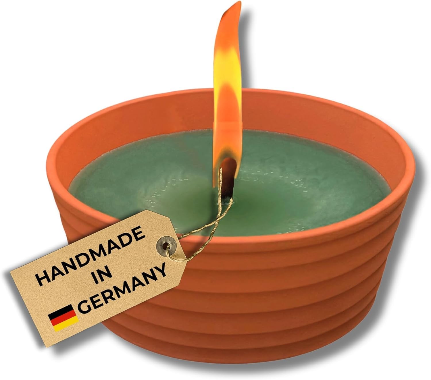 Lavalis - Large XXL Candle with Terracotta Bowl - Burn Time of 15 Hours - Garden Candle for BBQ, Wedding and Party - 18 cm Flame Height