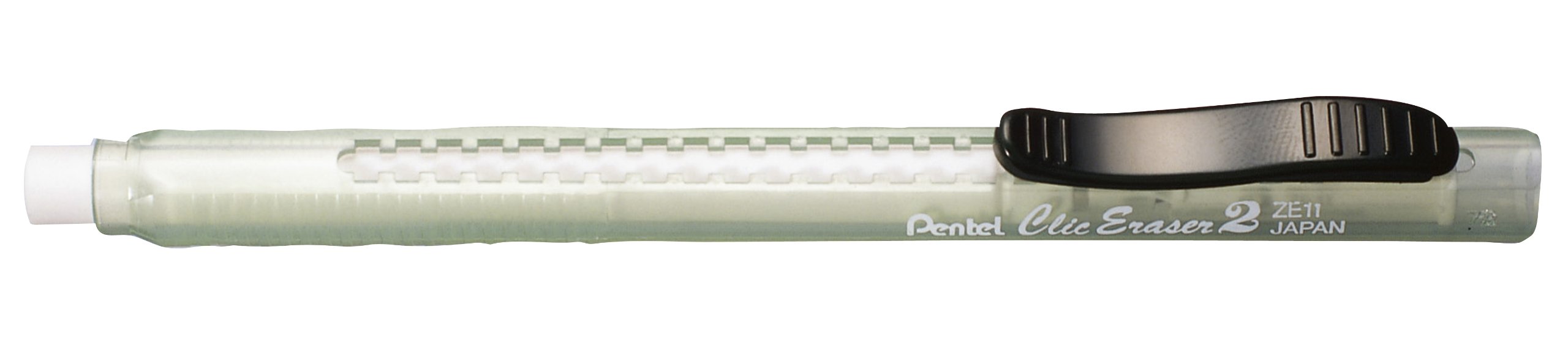 Pentel ZE11T-D"ClicEraser 2" Refillable Eraser Pen with ZER-2 Semi-Transparent Green Case (Pack of 12)