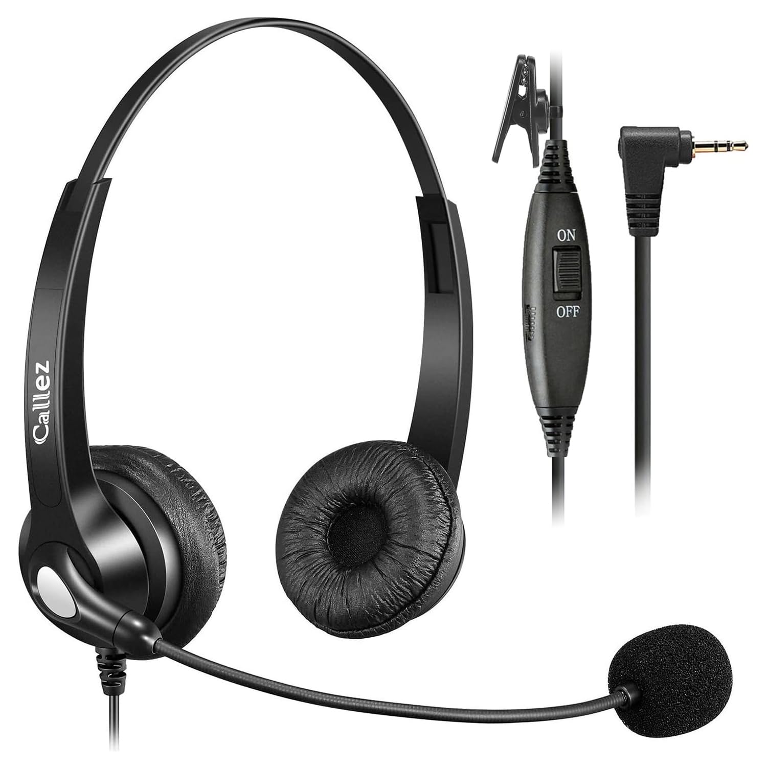 Callez 2.5mm Cordless Phone Headset Dual, Telephone Headsets with Noise Cancelling Mic For BT Phone Gigaset C430A C620 S810A Panasonic Polycom Cisco SPA 504G Office Landline IP DECT Phones (C402D1)