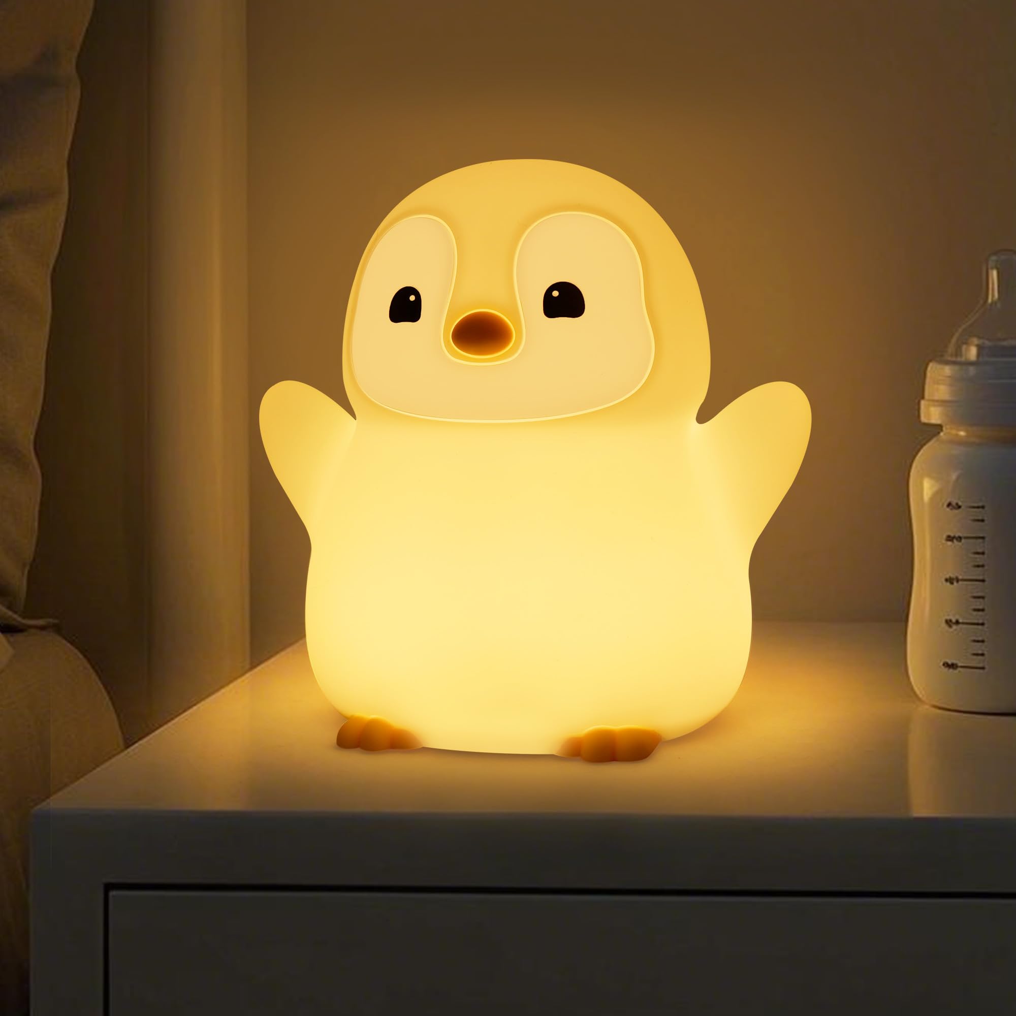 OkiyiD Pinguin Geschenke,Niedliches Pinguin Nachtlicht, Tierische Kinderzimmerlampe aus Silikon mit Dimm- und Timingfunktion, Niedliche Pinguin Deko-Leuchten 8