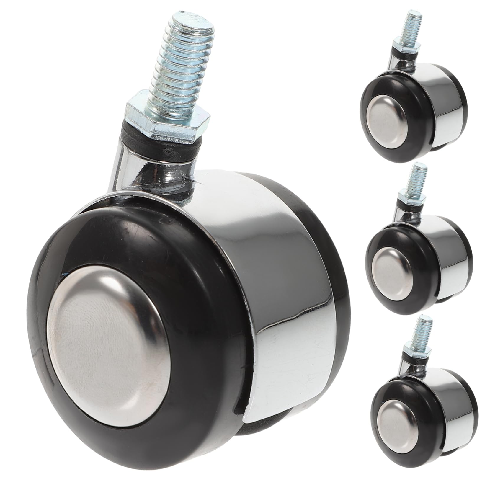 CIMAXIC Universal Wheel with Brake 4Pcs Zinc Alloy Swivel Castors for Office Chair Furniture Trolley Replacement Threaded Stem Smooth Rolling