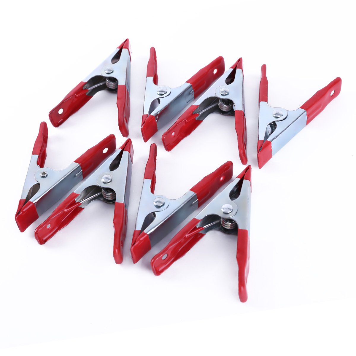 AKORD Strong Metal Spring Clamps/Stall Clips Holder for Large Tarpaulin, Silver/Red, 8 x 4-Inch, Set of 8 Piece(8 x 4-Inch)