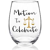 Futtumy Lawyer Gifts for Women, 17 OZ Motion to Celebrate Stemless Wine Glass, Attorney Gifts for Women Attorney Judge Mom Mother Friends Her, Funny Lawyer Gift for Christmas Mother's Day Birthday