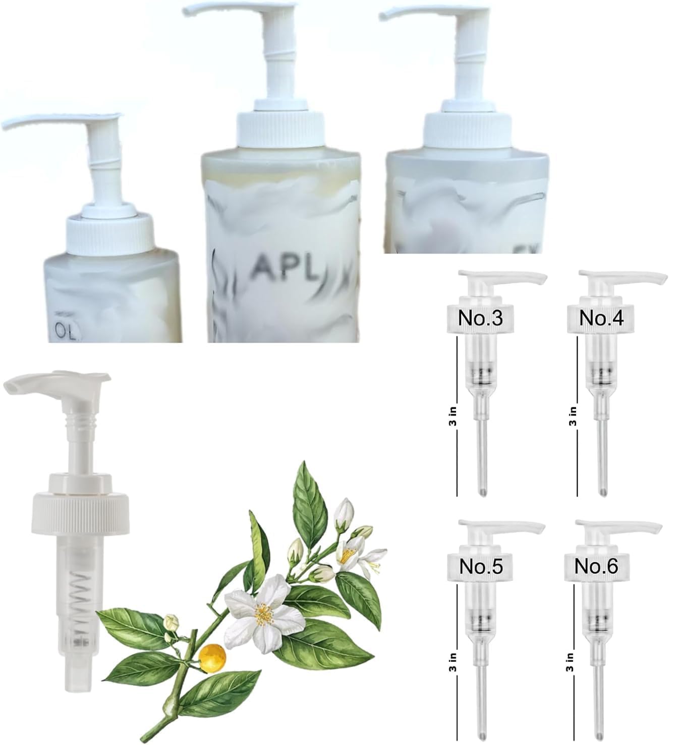 Ultra Essentials Dispenser Pumps, Compatible with Olaplex No. 4 Shampoo, No. 5 Conditioner, No. 3 Treatment, 100ml Size Bottles, Pumps Only (Four White Pumps, 100ml) — image 1