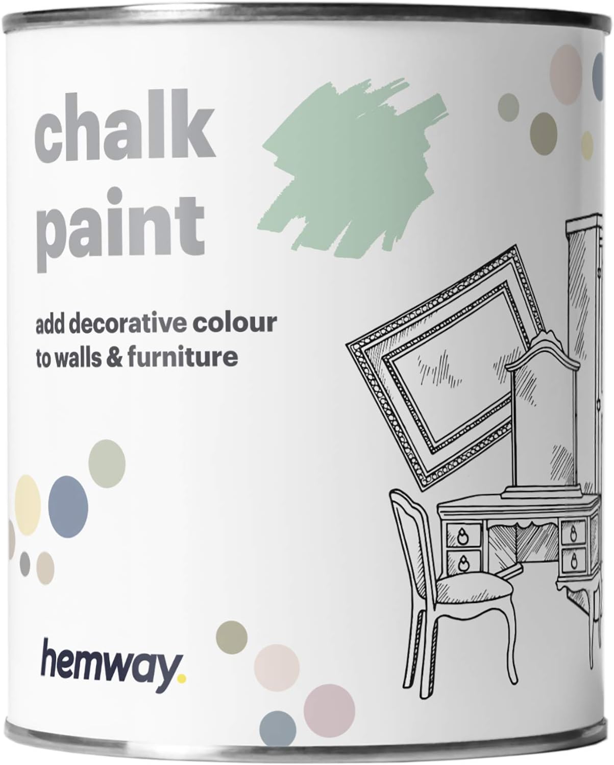 Hemway Chalk Paint Soft Blue Smoke Furniture Paint 1L, Matt Finish Shabby Chic, Chalk Furniture & Walls, Quick Dry & 1 Coat