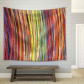 Stripe Pattern Paint Oil Colors on Canvas - Fabric Wall Tapestry Home Decor - 51x60 inches