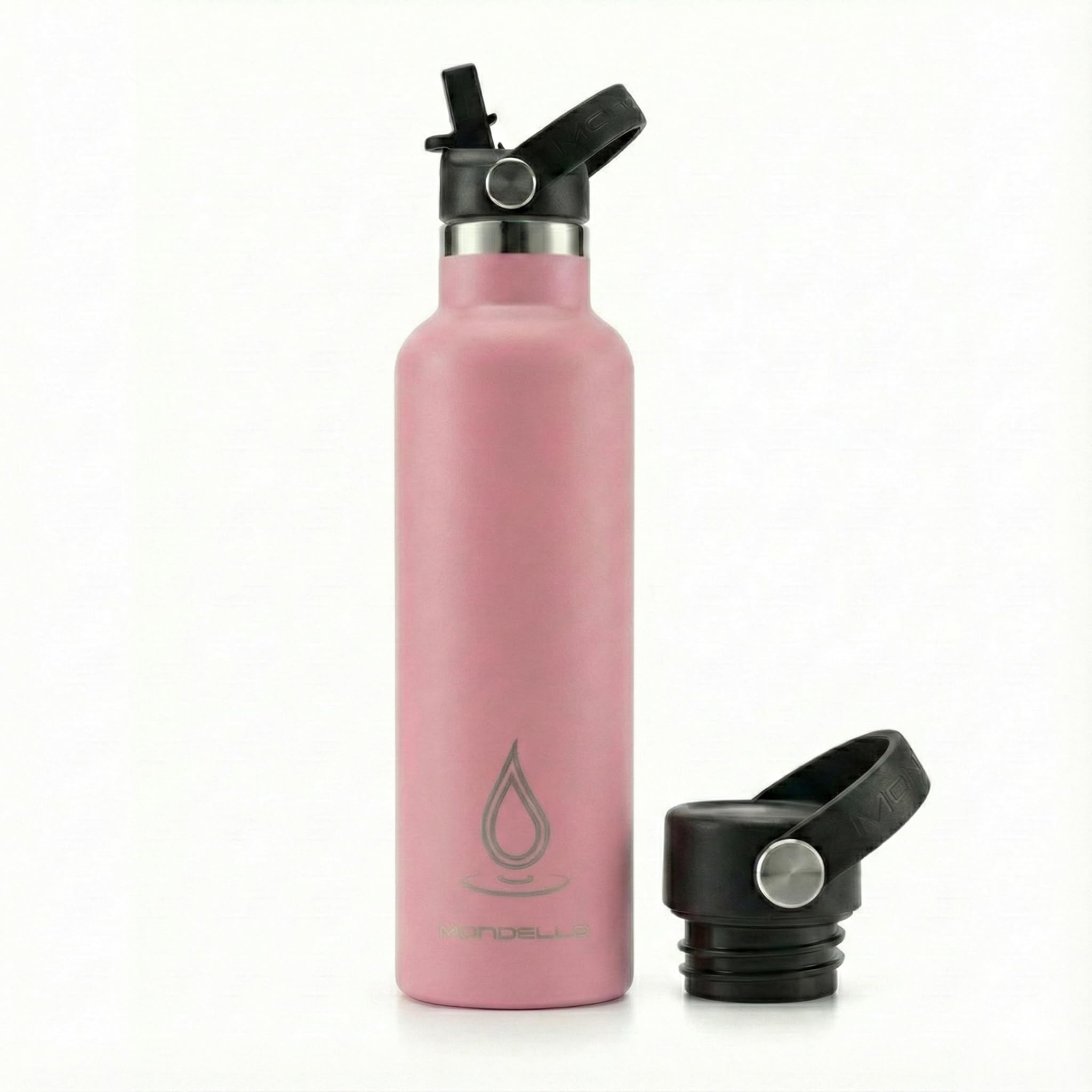 Mondello Insulated Stainless Steel Water Bottle with Straw & Strap (Pink, 750ml) – Double Wall Vacuum Flask, Leakproof BPA-Free Drinks Bottle for Hot & Cold