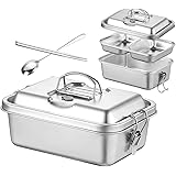 BMLMCJ-T Sealed Leak-Proof Double Layer Stainless Steel Lunch Box with Cutlery, Easy to Clean Dishwasher Safe.Crack-Resistant
