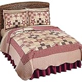 Reversible Country Star Patchwork Quilt, Burgundy, King, Machine Washable