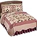 Collections Etc Country Star Checkered Floral Patchwork Reversible Lightweight Quilt, Burgundy, Full/Queen