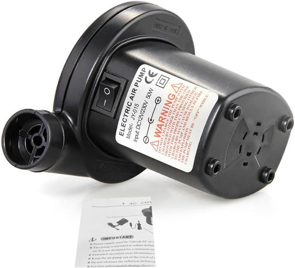 Omont Electric Quick-Fill Air Pump 110V AC/12V DC Portable Inflator Air Mattress Pump for Inflatable Air Bed Lake Floats Rafts Pool Toys: Home Improvement