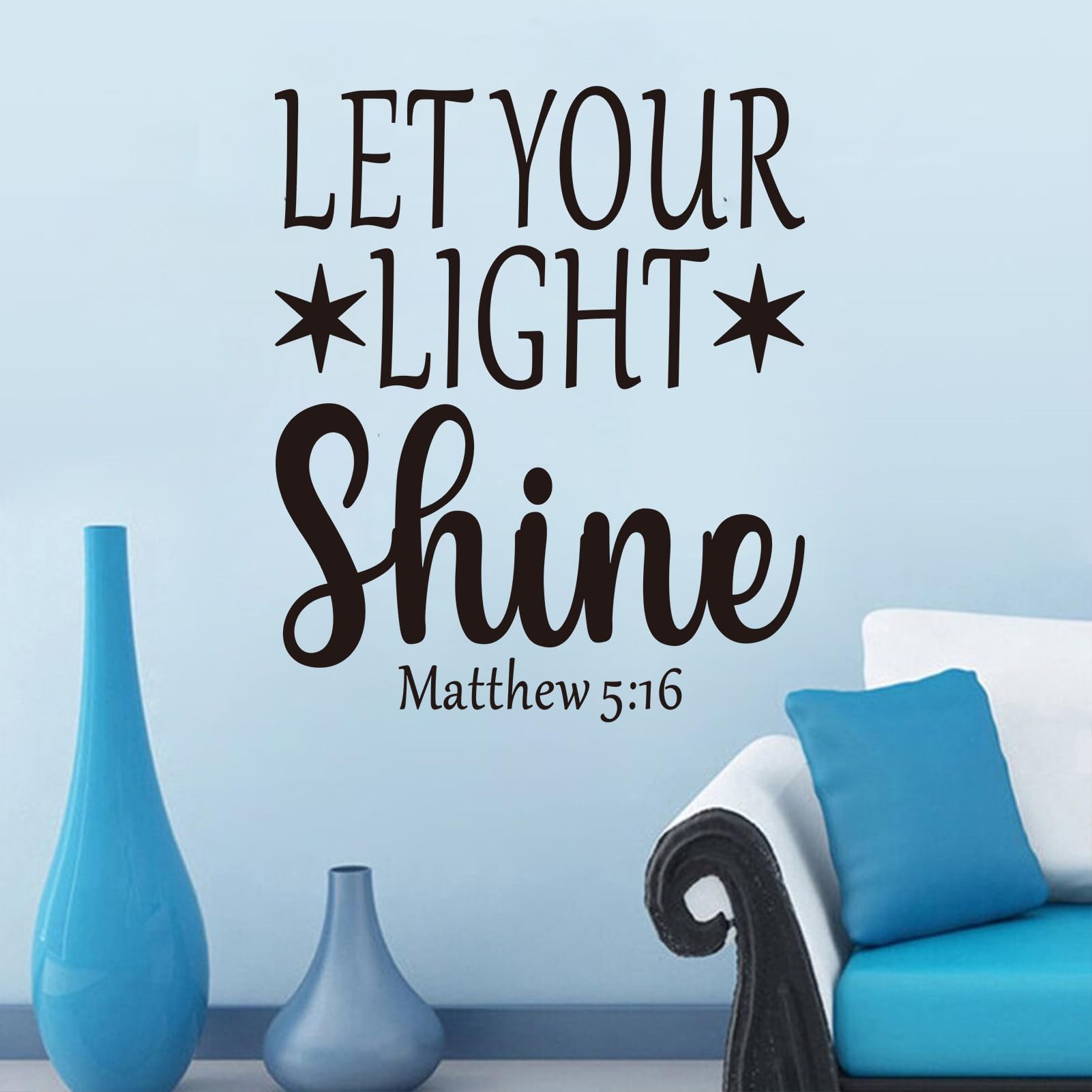 Inspirational Quotes Wall Stickers for Office: Motivational Gym School Classroom Garage Bedroom Vinyl Art Wall Decals - Let Your Light Shine 25" X 30"