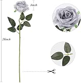 Tifuly 12 Pcs Long Stem Artificial Roses 50 cm Silk Floral Bouquet Black view 7