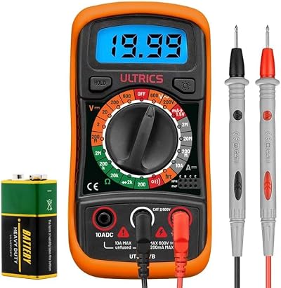 ULTRICS Digital Multimeter Voltmeter Ammeter Ohmmeter Backlit LCD 1000V 10A Pro